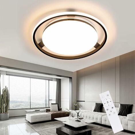 ZMH Deckenlampe LED Wohnzimmer - Schwarz Schlafzimmerlampe Wohnzimmerlampe Deckenleuchte Dimmbar für 42W Rund Deckenbeleuchtung Modern Design Fernsteuerung