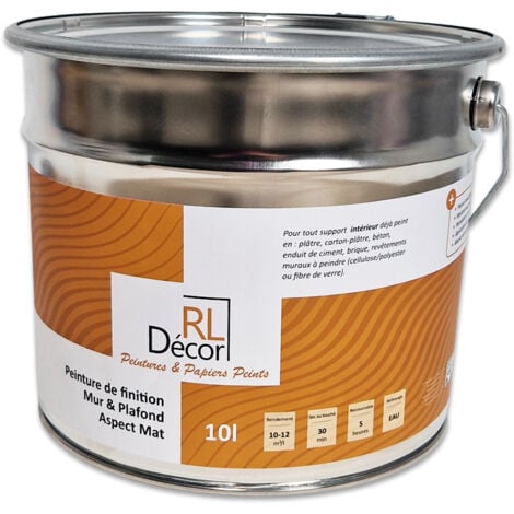 Peinture haut de gamme de finition Blanche aspect Mat - 10 L
