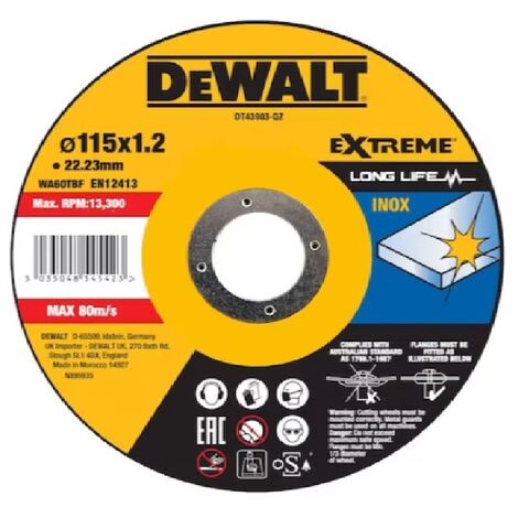 DeWalt 115x1,6x22,23mm disco da taglio per ferro e calcestruzzo