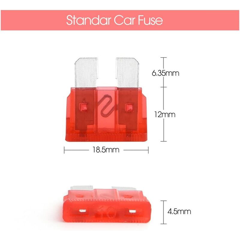 Lot de 100 fusibles plats assortis pour voiture et camion 3/5/7,5/10/15/20/25/30/35/40 A 