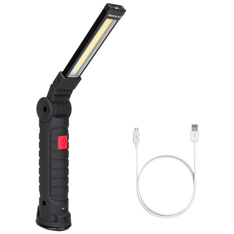 Rechargeable par USB Lampe de travail LED COB Avec base magnétique Rotation à 360 degrés Lampe d'inspection portable 5 modes d'éclairage 