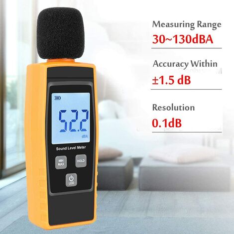 Mesureurs de sons numériques Décibelmètre Enregistreur Testeur de détecteur de bruit Outil de diagnostic du son numérique 30dB ～ 130dB couleur: gris 