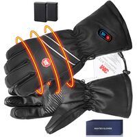 Gants chauffants pour hommes en cuir électriques rechargeables à piles à écran tactile Gants de ski chauffe-mains pour hommes hiver moto par temps froid, chasse, équitation, taille XL