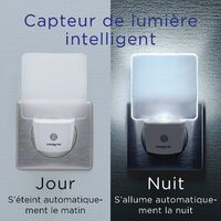 Integral Veilleuse LED Avec Détecteur Automatique Jour/Nuit format Prise Electrique Blanc Mat 