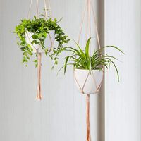 pots d'intérieur et décoration de la maison 20 cm x 14 cm Panier de fleurs suspendu en corde de coton naturel tissé à suspendre au mur pour pot de fleurs 