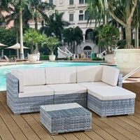 4 seats outdoor sofa rattan garden furniture set - Light grey - CANNES - Grey