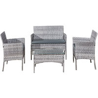 4 seats outdoor sofa rattan garden furniture set - Grey - CASSIS - Grey