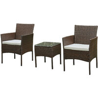 2 seats outdoor garden rattan furniture set - Brown Beige