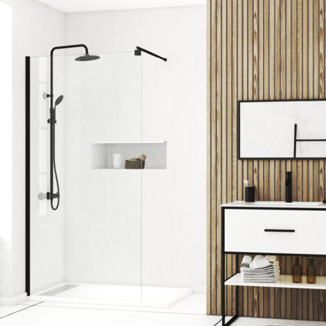 Mampara de ducha 100x200cm - Cristal templado transparente 8mm - Perfil Negro - FREEDOM 2 BLACK (1/4)