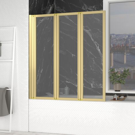 Mampara de baño Pivotante 3 Hojas Oro Cepillado - 125x143 cm - ZAGGY GOLD