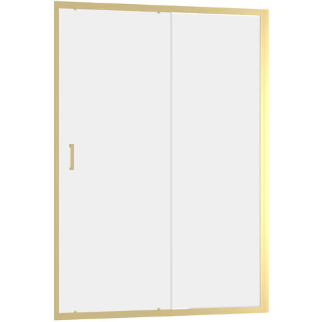 Puerta de ducha Corredera 140x200cm - Perfiles Oro Cepillado - Cristal Templado