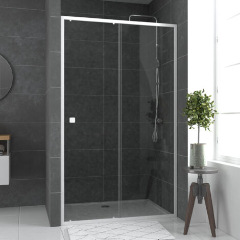 Puerta de ducha Corredera Estructura blanca 120x185cm - Extensible - WHITY
