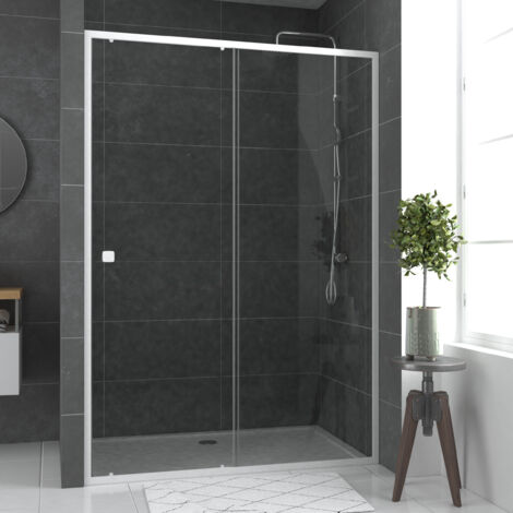 Puerta de ducha Corredera Estructura blanca 140x185cm - Extensible - WHITY (1/5)