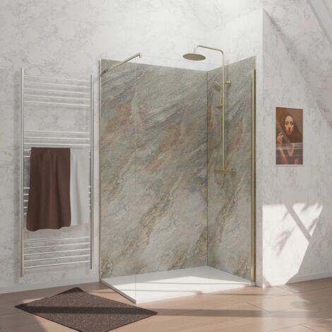 Pack 2 Paneles Murales Wood Stone 120+90x210 - Perfiles Oro Cepillado