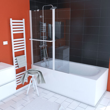 BIOMBO BAÑERA PIVOTANTE 130X105CM PERFIL ALUMINIO LACADO BLANCO (1/4)
