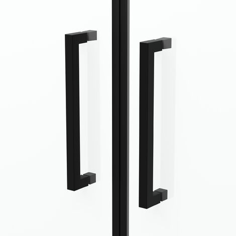 MAMPARA DUCHA DOBLE PUERTA PIVOTANTE - FLAPPY NEGRO 70 - 70X200CM - PERFIL NEGRO MATE - CRISTAL TRANSPARENTE 6MM