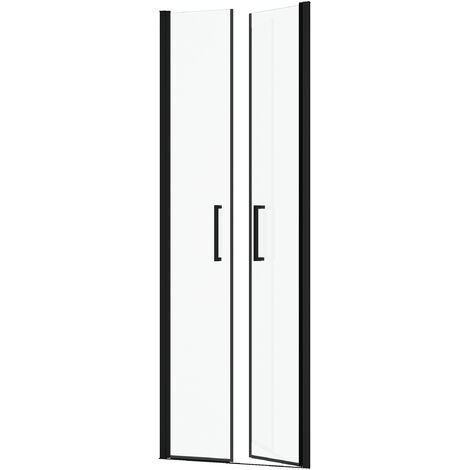 MAMPARA DUCHA DOBLE PUERTA PIVOTANTE - FLAPPY NEGRO 70 - 70X200CM - PERFIL NEGRO MATE - CRISTAL TRANSPARENTE 6MM