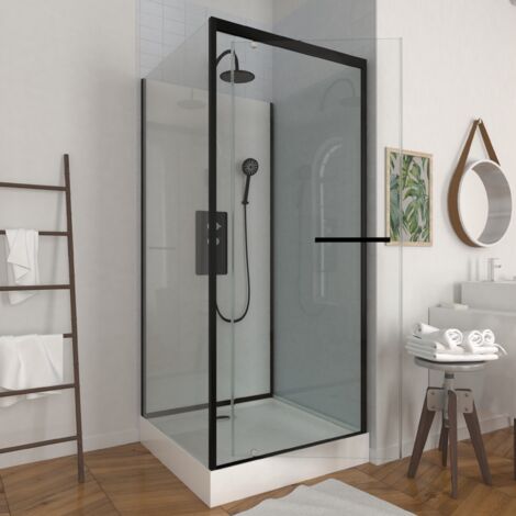 CABINA DUCHA CUADRADADA LUNAR SQUARE 90 A 90X90X230CM EXTRA BLANCO PERFILERIA NEGRO MATE
