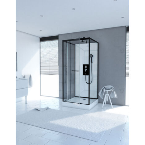 CABINA DUCHA CUADRADADA LUNAR SQUARE 80 A 80X80X230CM EXTRA BLANCO PERFILERIA NEGRO MATE