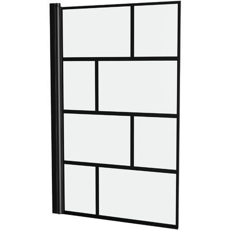 Mampara de baño plegable serigrafiada 75x125cm - Negro Mate - BLOCKS SCREEN