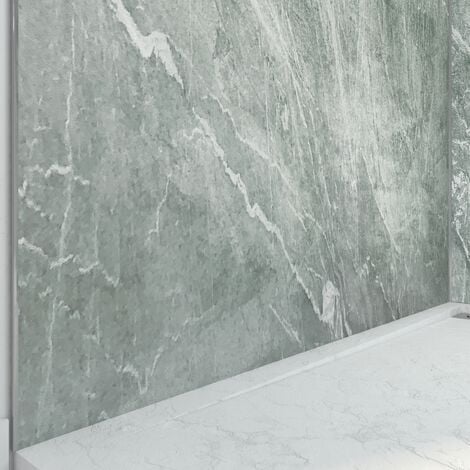 Panel de pared de ducha compuesto - Hoja de piedra y cemento - 90 x 210 cm  - Ice Green 90