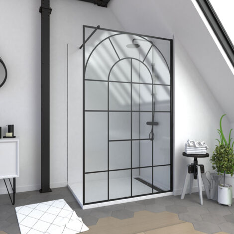 Mampara de ducha Deco 120x195cm con Cristal 5mm - Barra de fijación en Negro Mate