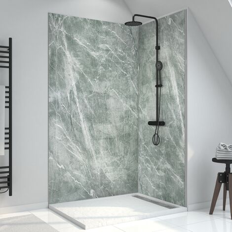 Panel de pared de ducha compuesto - Hoja de piedra y cemento - 120x210cm