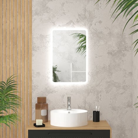 Aplike - Espejo de Baño Rectangular con Luz LED - Función AntiVaho - Luz  Blanca Neutra (4000K) - 80 x 70cm