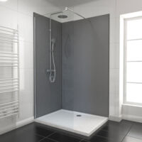Lote 2 paneles murales gris 90+120x210 cm con perfiles negro mate