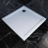 PLATO DUCHA BLANCO EXTRA PLANO EN ACRILICO REFORZADO ACABADO PIEDRA 80X80CM - MOON SQUARE 80
