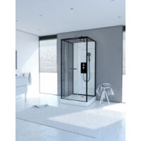 CABINA DUCHA CUADRADA 70X70X230CM EXTRA BLANCO PERFILERIA NEGRO MATE - LUNAR SQUARE 70