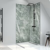Panel de pared de ducha compuesto - Hoja de piedra y cemento - 90 x 210 cm - Ice Green 90
