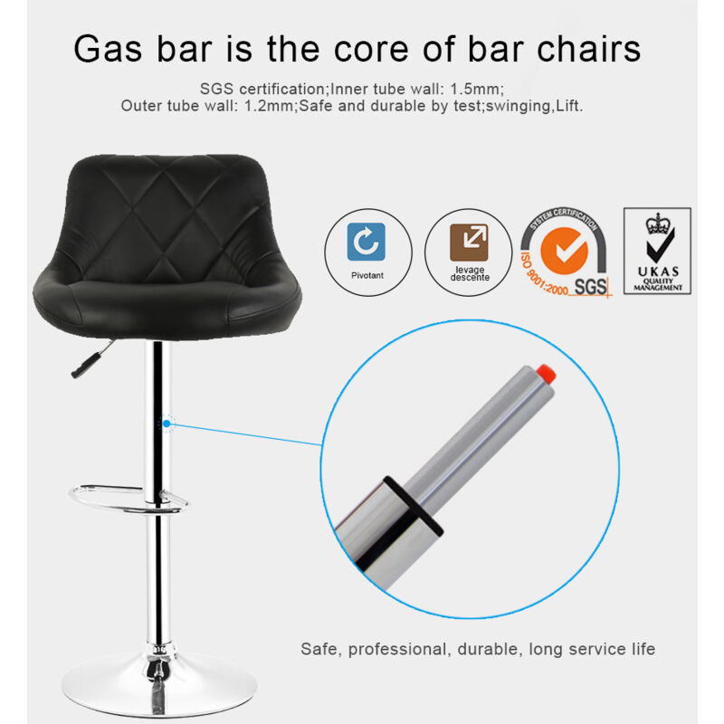CLP Set De 2 Taburetes De Bar Montreal En Simil Cuero I 2 Sillas Altas Con Reposapiés & Altura De Asiento De 80 Cm I Color:, Color:Gris, Color Del Marco:Acero Inoxidable
