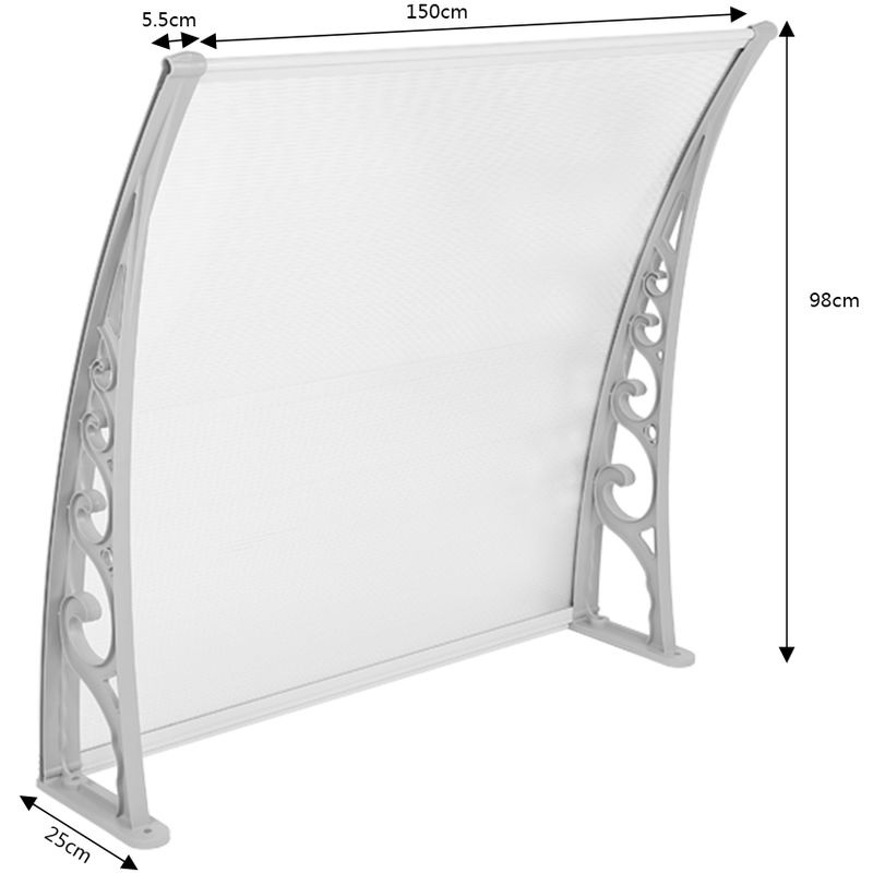 Marquesina exterior para Puertas Mellerud protección policarbonato e  plástico 100 x 100 cm Transparente y Negro [EN.CASA]