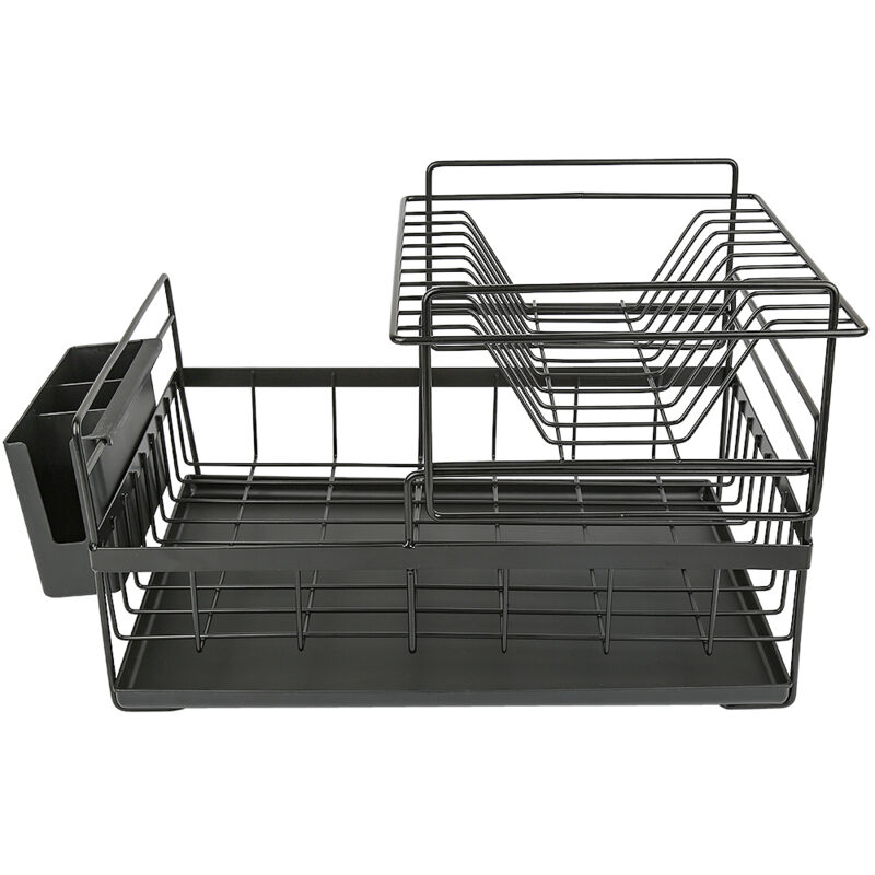 WYCTIN®Estante de almacenamiento para utensilios de cocina, estante, con  bandeja de goteo, negro, 41,5 x 26,8 x 29 cm