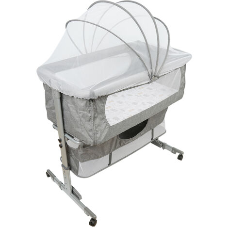 Cuna para Bebé Cuna Colecho Bebé Viaje portátil Altura regulable 70-90cm con Mosquitera colchón Cesta gris