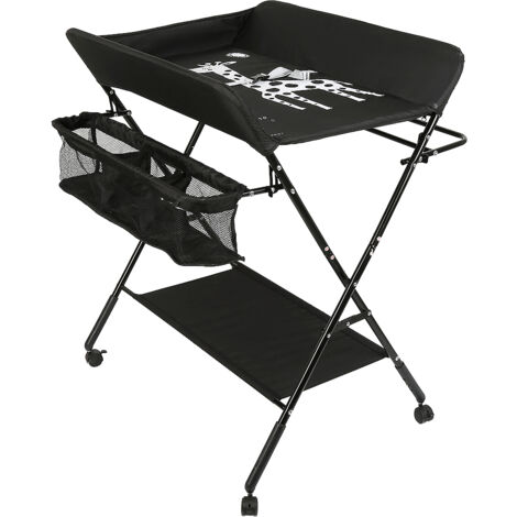 Cambiar el pañal mesa plegable mesa de vestir bebé con Bolsa de Almacenamiento Cambiador，negro