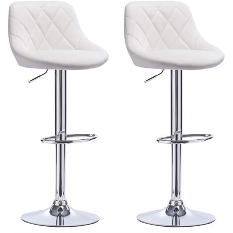 WYCTIN®2X Taburetes de Bar con Respaldo Cuero Sintético Taburetes Alto Cocina Regulable en Altura Taburetes Giratorio Sillas Bar Taburete de Trabajo Blanco (1/5)