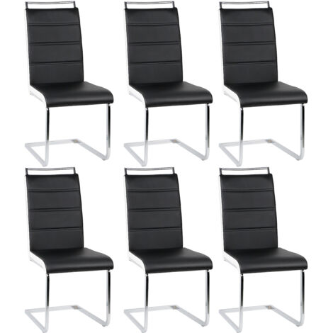 WYCTIN®6 x SILLAS MIA BLANCO Y NEGRO PARA COMEDOR (1/5)