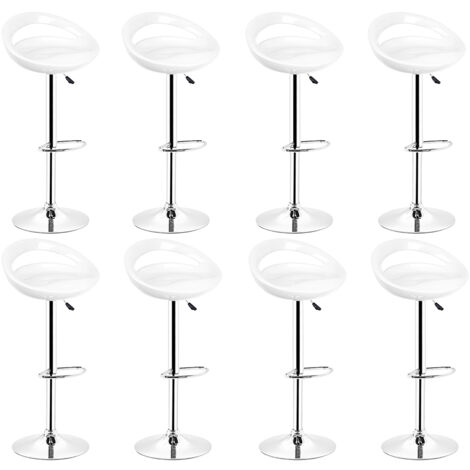 WYCTIN®Taburete de bar Set de 8 regulables en plástico ABS blanco, regulable en altura con asa 84-104 cm (1/5)