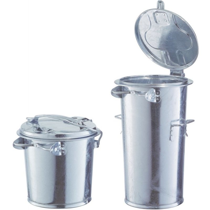 Cubo de basura de chapa de acero, volumen 100 litros, galvanizado