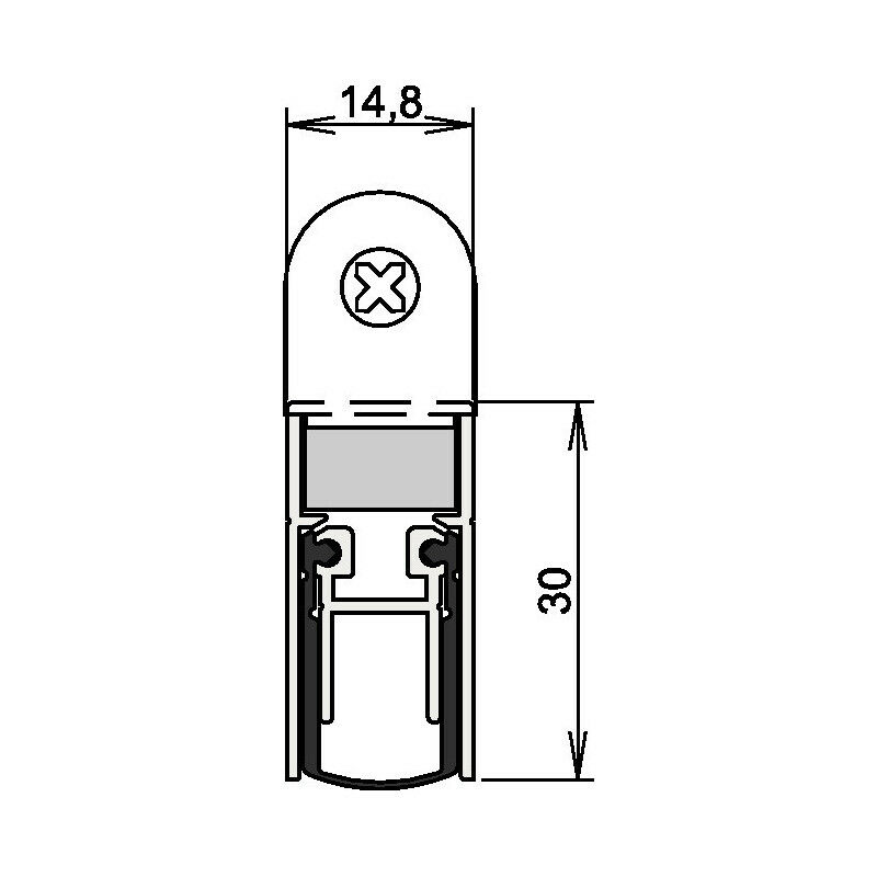 Base de sello de puerta (FT, RF) 950 mm anodizado incoloro