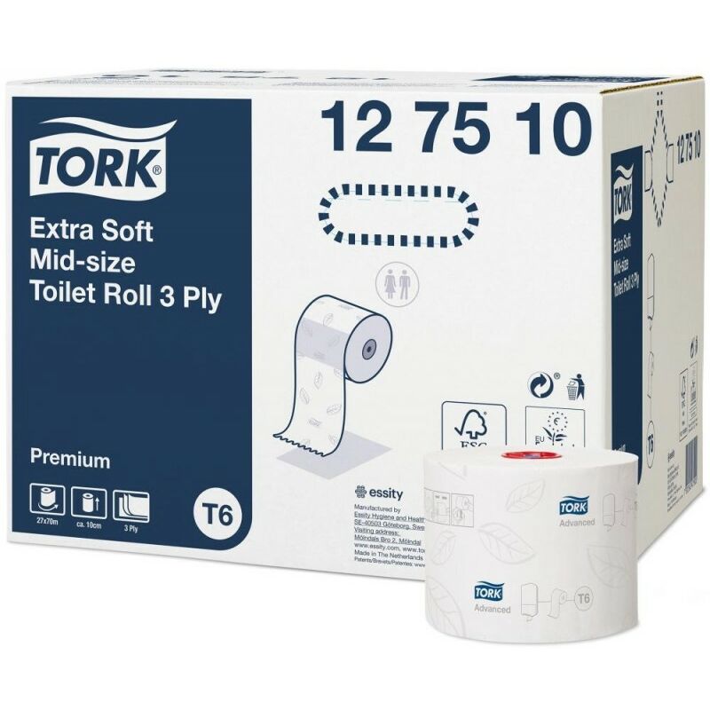 Tork 127510 Papel extra suave y compacto premium de 3 capas compatibles con el sistema t6 27 70