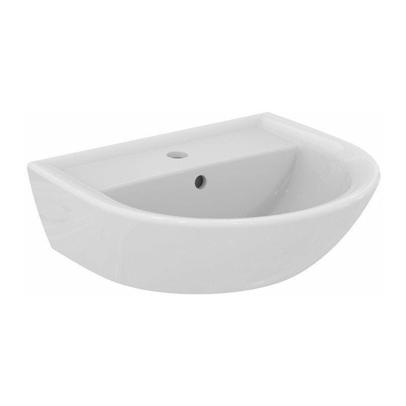 Lavabo EUROVIT 1 orificio para grifería, con rebosadero, 500 x 440 x 17 blanco IDEAL STANDARD