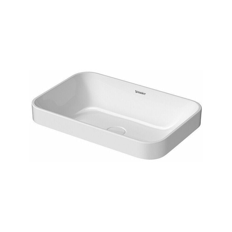 Lavabo DuraSquare 45x35cm, pulido, 1 agujero para grifo, sin rebosadero,  con banco para grifo,, Color: Blanco