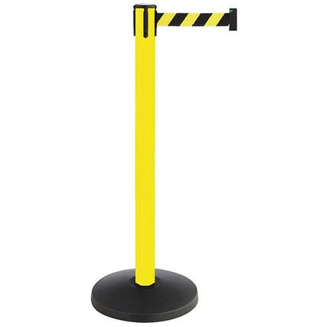 Post de la presa de metal. AMARILLO. Longitud de la correa: 3 m de correa:  amarillo negro. Diagonal rayado.