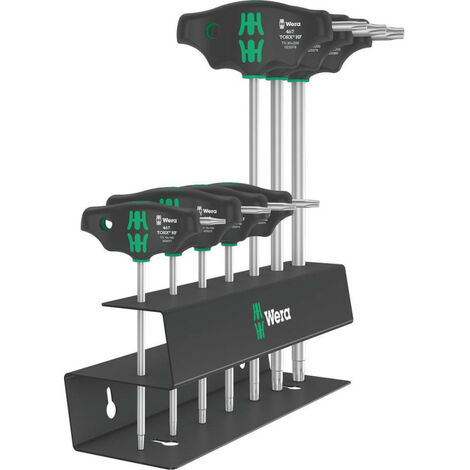 Juego de destornillador T-Handle en T6-30 Soporte de 7 piezas para la función de retención y salida lateral WERA