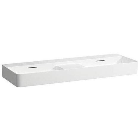 LAUFEN VAL lavabo doble, sin agujero para grifo, con rebosadero,