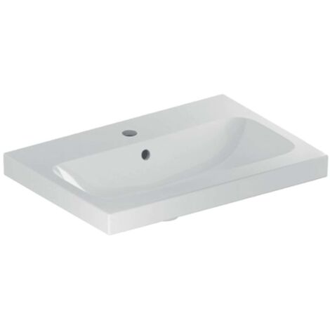 Geberit Waschtisch iCon Light 600x420mm verk. Ausldg m HL m ÜL weiß (1/2)