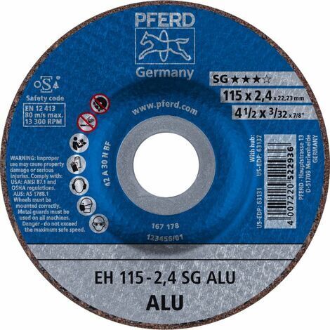Muela de trocear SG-ELASTIC-ALU para el mecanización del aluminio, Ø x Espesor : 115 x 2,4 mm, Modelo acodado, velocidad máx. 13300 tr/mn